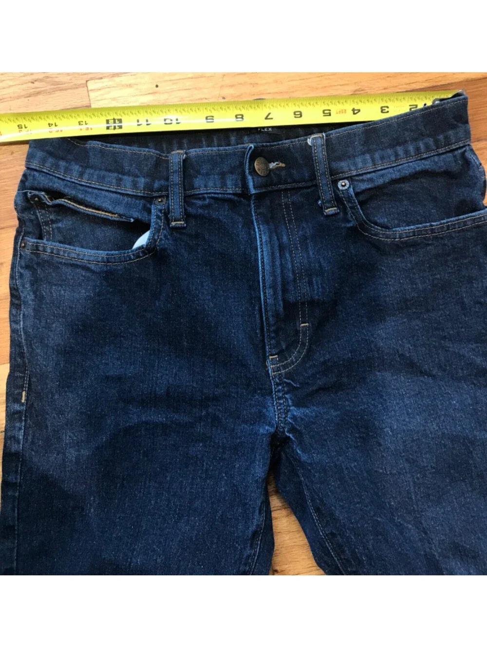J Crew Flex Straight Jeans Mens 30x30 Blue Stretch Denim Dark Wash Clean Look